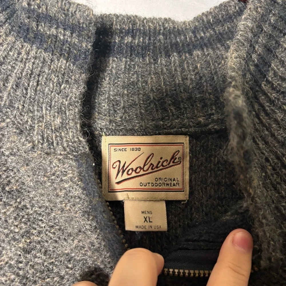 Vintage Woolrich Fair Isle wool sweater Men's Size XLarge Gray Made in the USA - Picture 5 of 6